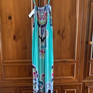 India Boutique Turquoise Floral Maxi Dress